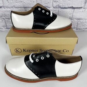 Kesco Classic White Black Lace Up Saddle Oxford Uniform Shoes 5667 Sz 5 B New